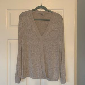 Chic neutral tone long sleeve sweater top